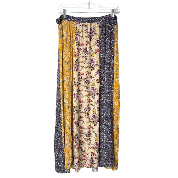 NATURAL LIFE Floral Patchwork Maxi Skirt - Yellow, Cream, Purple - Picture 2 of 6